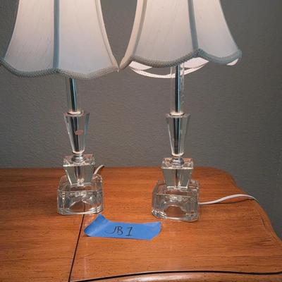 Pair Of 19 Inch Glass Bottom Lamps