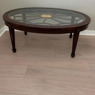 Wood And Glass Coffee Table 46 X 33 X 19