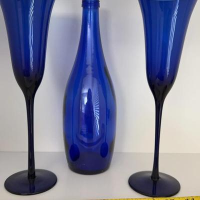 Cobalt Blue Water Goblets With Carafe