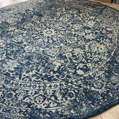 104” Blue Multi Color Rug- Round