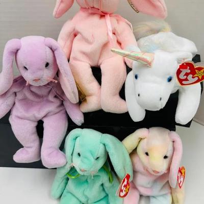 Vintage “Ty Beanie Baby” Mystic, Hippie and Bunny Trio