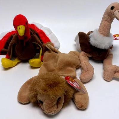 Beanie Baby Buddies: A Turkey, Lion, and Ostrich Adventure Squad