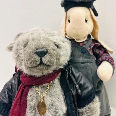 Vintage Pair Rebel Bear and Country Bunny with Attitude
