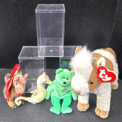"Ty" Beanie Babies and Clear Display Cases