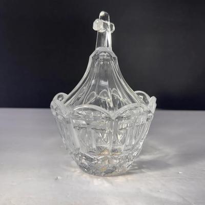 Crystal Clear Lidded Cut Glass Bowl with Cross Finial