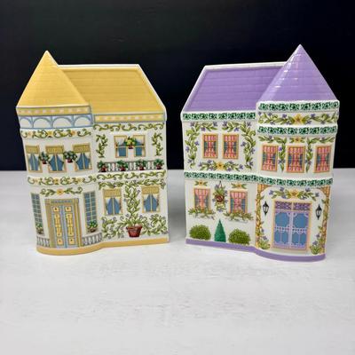 Lenox “The Lenox Village” Porcelain House Planters – Set of 2