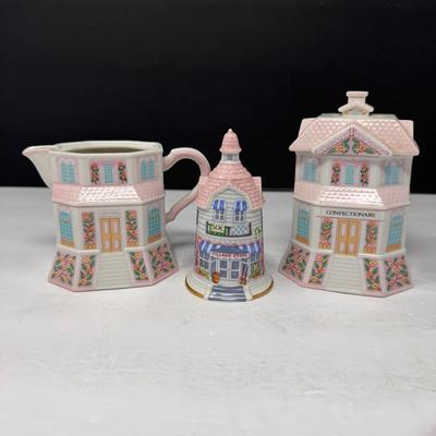 Lenox “The Lenox Village” Creamer, Confectionary & Village Store Bell Set 