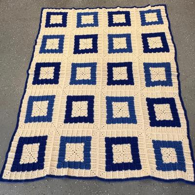Vintage Handmade Crocheted Granny Square Afghan Blanket 