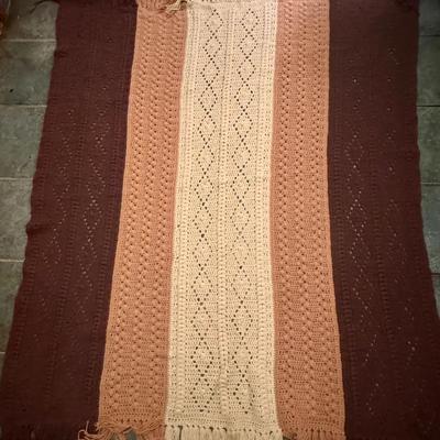 Vintage Handmade Crocheted Afghan Blanket 