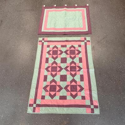 Vintage Handmade Patchwork Quilt & Matching Panel