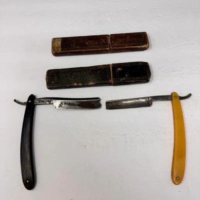Group of Two Vintage Straight Razors with Cases