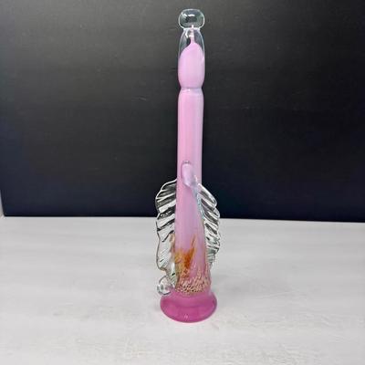 Tall Art Glass Sculptural Piece – Pink Opaline 