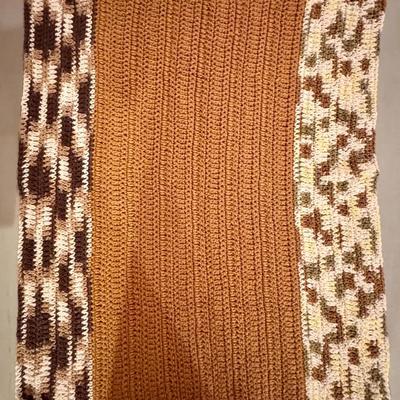 Vintage Hand-Crocheted Earth-Tone Afghan