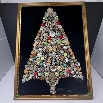 Vintage Costume Jewelry Christmas Tree Collage
