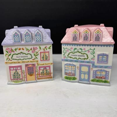 Lenox Village Canisters Nut Shoppe & Candy Shoppe Set
