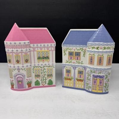 Lenox “The Lenox Village” Porcelain House Planters – Pair