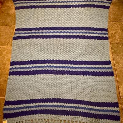 Vintage Handmade Crocheted Blanket with Fringe