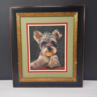 Framed Original Dog Portrait Signed