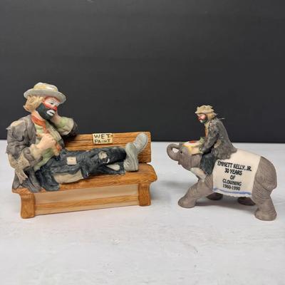 Flambro Emmett Kelly Jr. Clown Figurines – Miniature Collection (2)