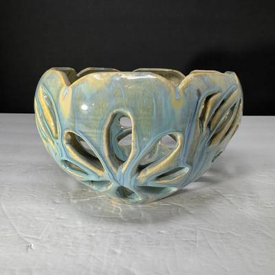 Signed Studio Pottery Openwork Decorative Bowl