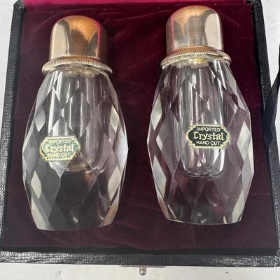 Vintage Post House Hand-Cut Leaded Crystal Pepper Mill & Shaker Set w/ Box