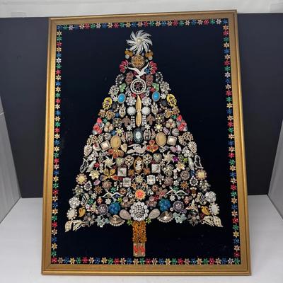 Vintage Costume Jewelry Christmas Tree Collage #2