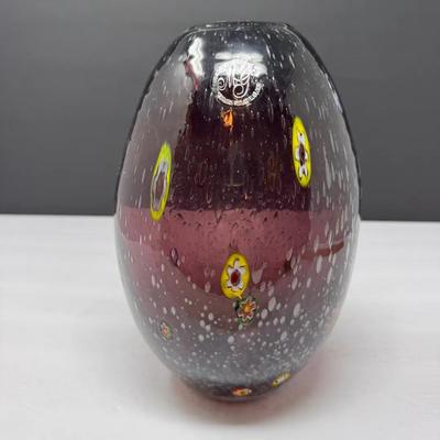Large MG Glass Garden Hand-Blown Art Glass Vase