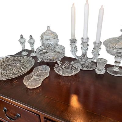 Vintage Cut Crystal Decorative Glass Collection – Bowls, Candlesticks & Covered Dishes