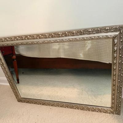 Ornate Silver-Tone Framed Wall Mirror