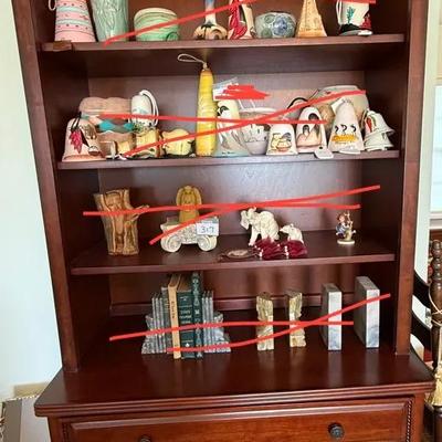 Wooden Bookshelf Cabinet with Lower Drawers Hutch Style