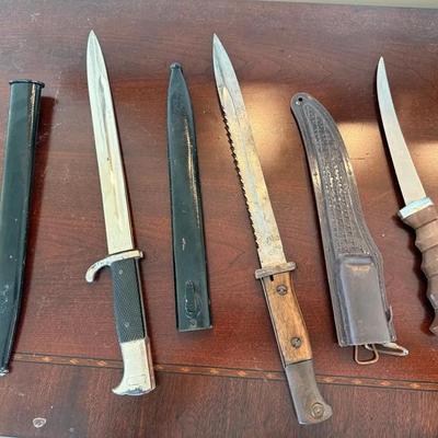 Vintage German Solingen Knife and Dagger Lot with Sheaths