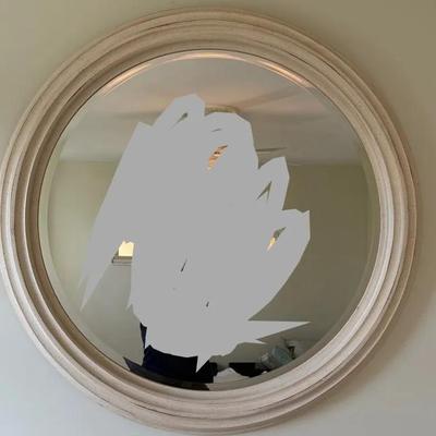 Large Round Wall Mirror with Cream Speckled Decorative Frame