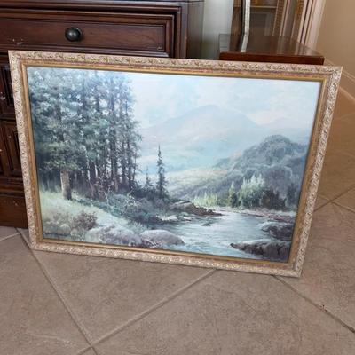 Large Framed Landscape Painting 