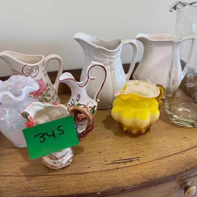 Assorted Vintage Pitchers & Creamers Ceramic and Art Glass Lot 