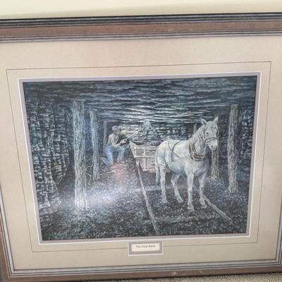 Framed Coal Mining Scene Print “The Coal Bank” Signed and Numbered