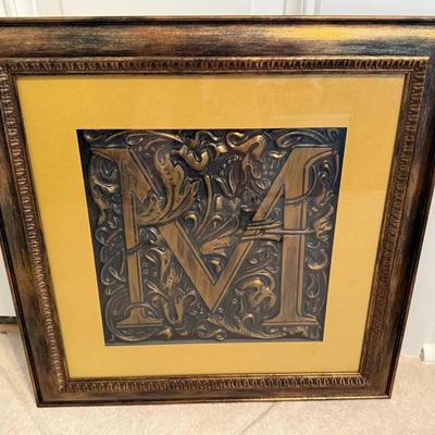 Framed Decorative Monogram Letter M Wall Art