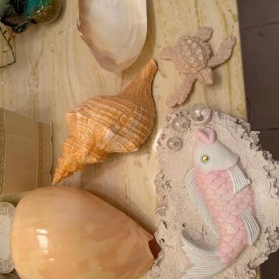 Coastal Decorative Shell & Stone Décor Collection – Large Seashells, Mother-of-Pearl & Stone Accents