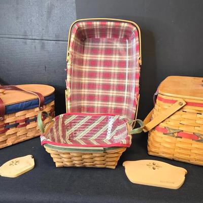 3 Longaberger Baskets, Handmade Basket, Add Ons