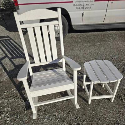 Plywood Patio Furniture Rocking Chair & Side Table 