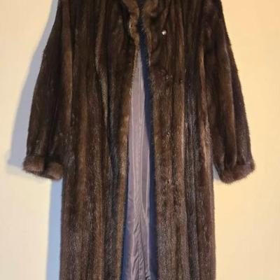 Brown Mink Fur Coat Classic Full Length 