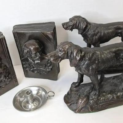 2 Pairs Of Vintage Metal Bookends