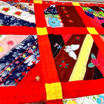Handmade Multicolored Crazy Quilt
