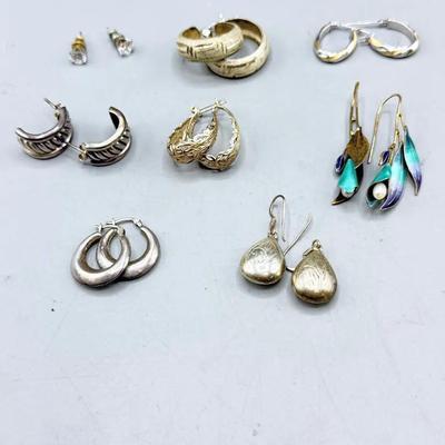 Eight Pair Sterling Silver Earrings 
