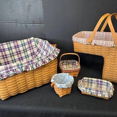 5 Longaberger Handmade Baskets; Step Basket +