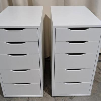 Pair Of 5 Drawer Craft Storage Cabinets