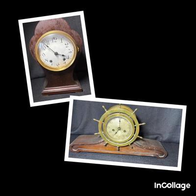 Two Vintage Mantle Clocks-Waterbury Nautical & Ansonia Clock Co