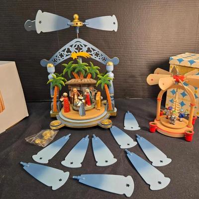 2 German Christmas Figurines Candle Pyramids