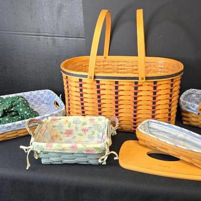 5 Longaberger Baskets & Accessories 