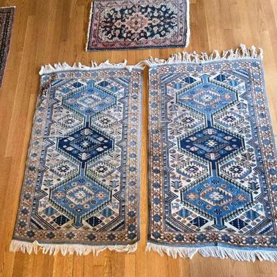 3 Vintage Handmade Wool Rug Mats