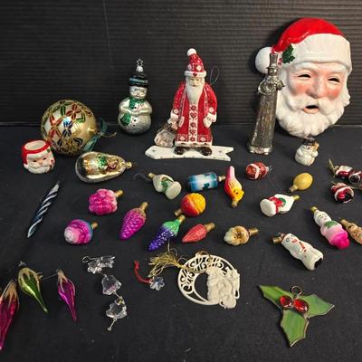 Vintage Christmas Ornaments, Waterford, Ceramic Santas +